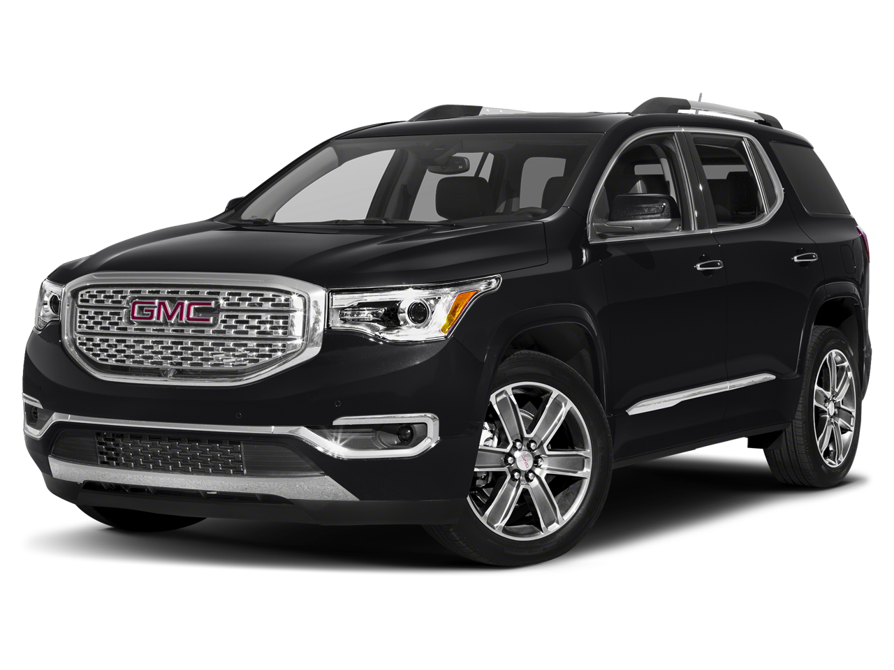 2019 GMC Acadia Denali in Ebony Twilight Metallic — front three-quarter view