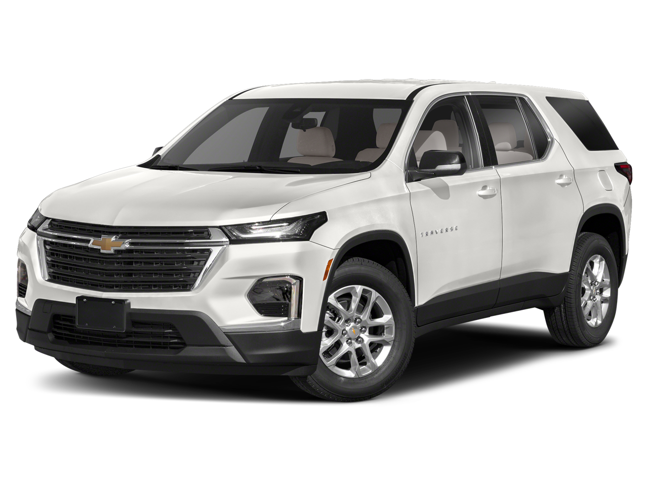 2023 Chevrolet Traverse RS in Summit White — front three-quarter view