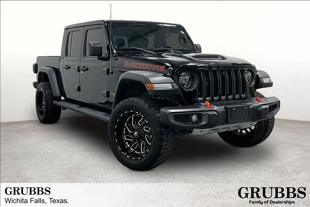 2021 Jeep Gladiator Mojave in Black Clearcoat — front three-quarter view