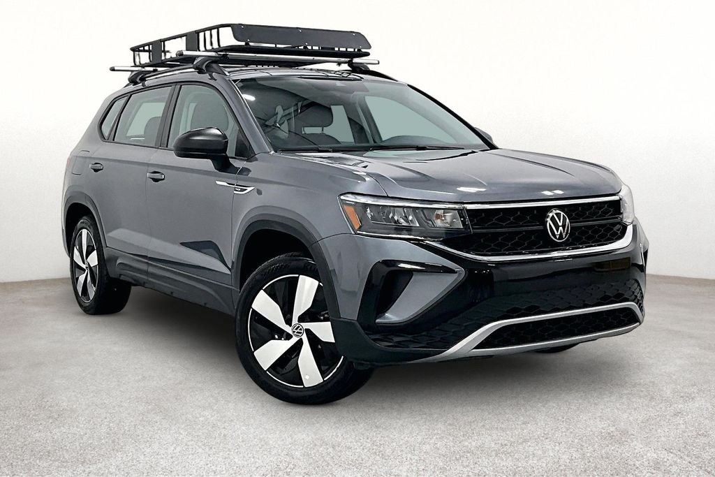 2024 Volkswagen Taos 1.5T S in Pyrite Silver Metallic — front three-quarter view