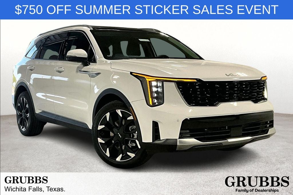 2026 Kia Sorento EX in Glacial White Pearl — front three-quarter view