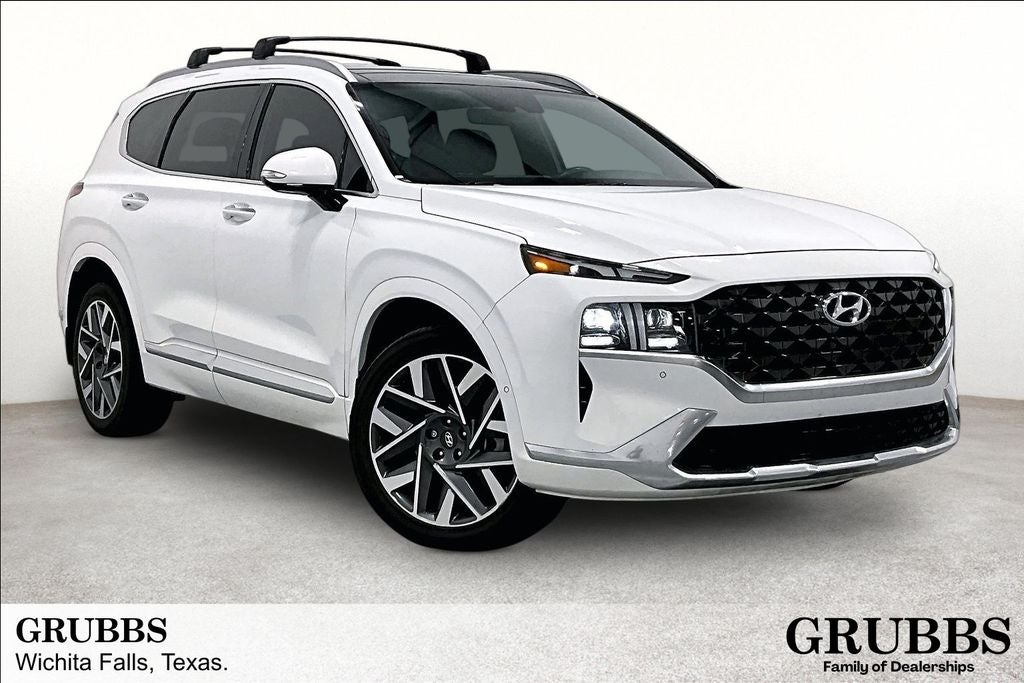 2023 Hyundai Santa Fe Calligraphy in Serenity White Pearl — front three-quarter view