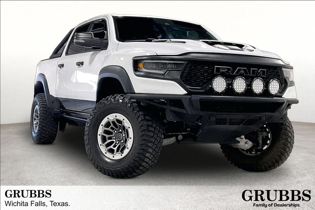 2023 RAM 1500 TRX in Bright White Clearcoat — front three-quarter view