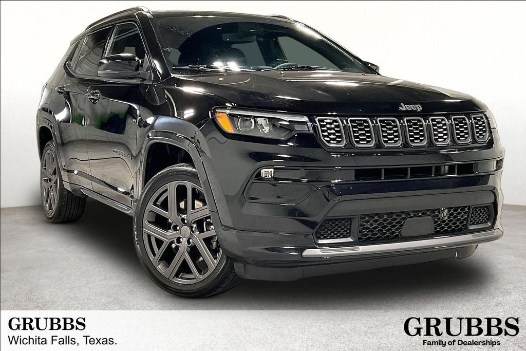 2024 Jeep Compass Limited in Diamond Black Crystal Pearlcoat — front three-quarter view